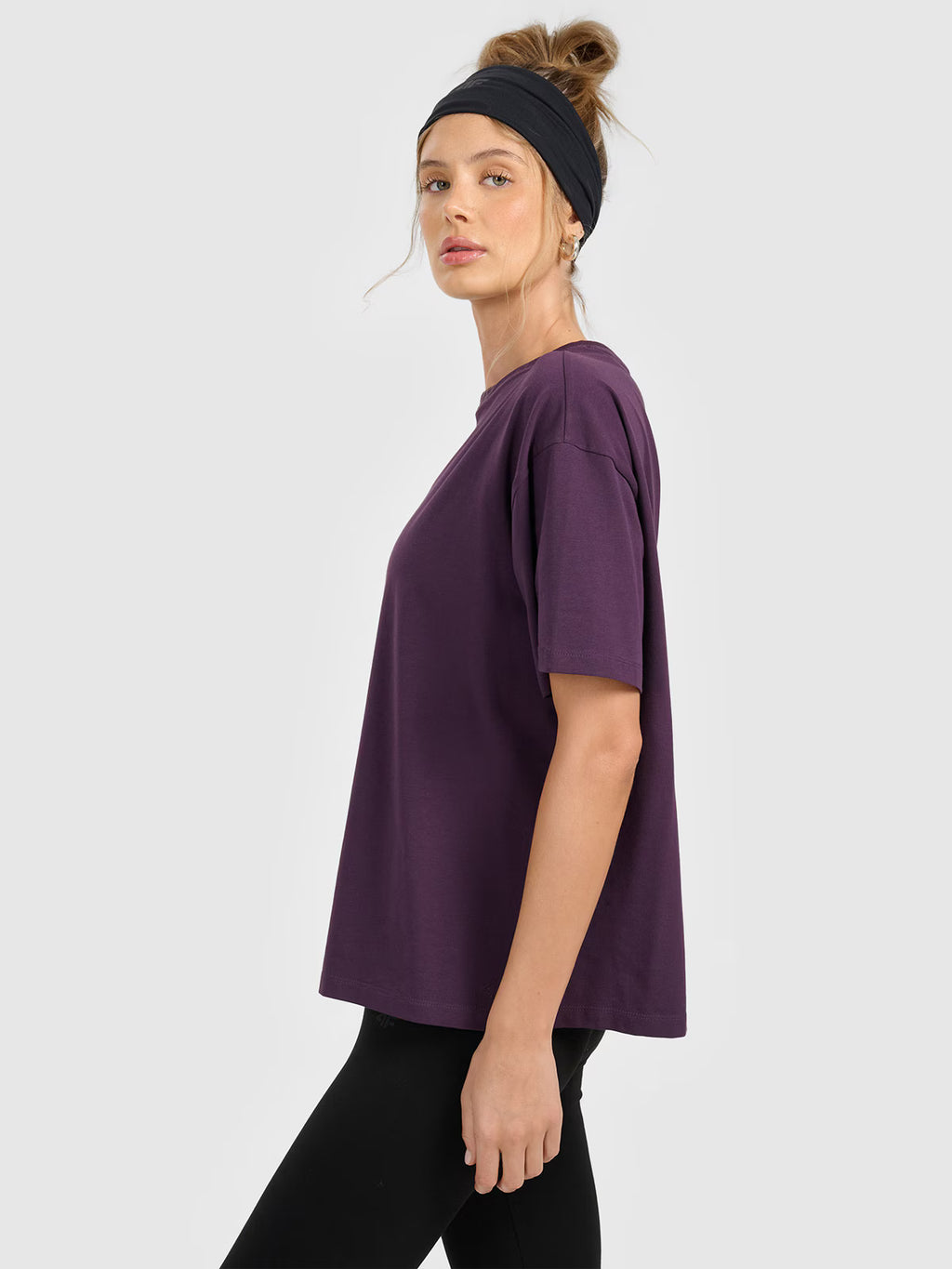 T-shirt loose gładki damski