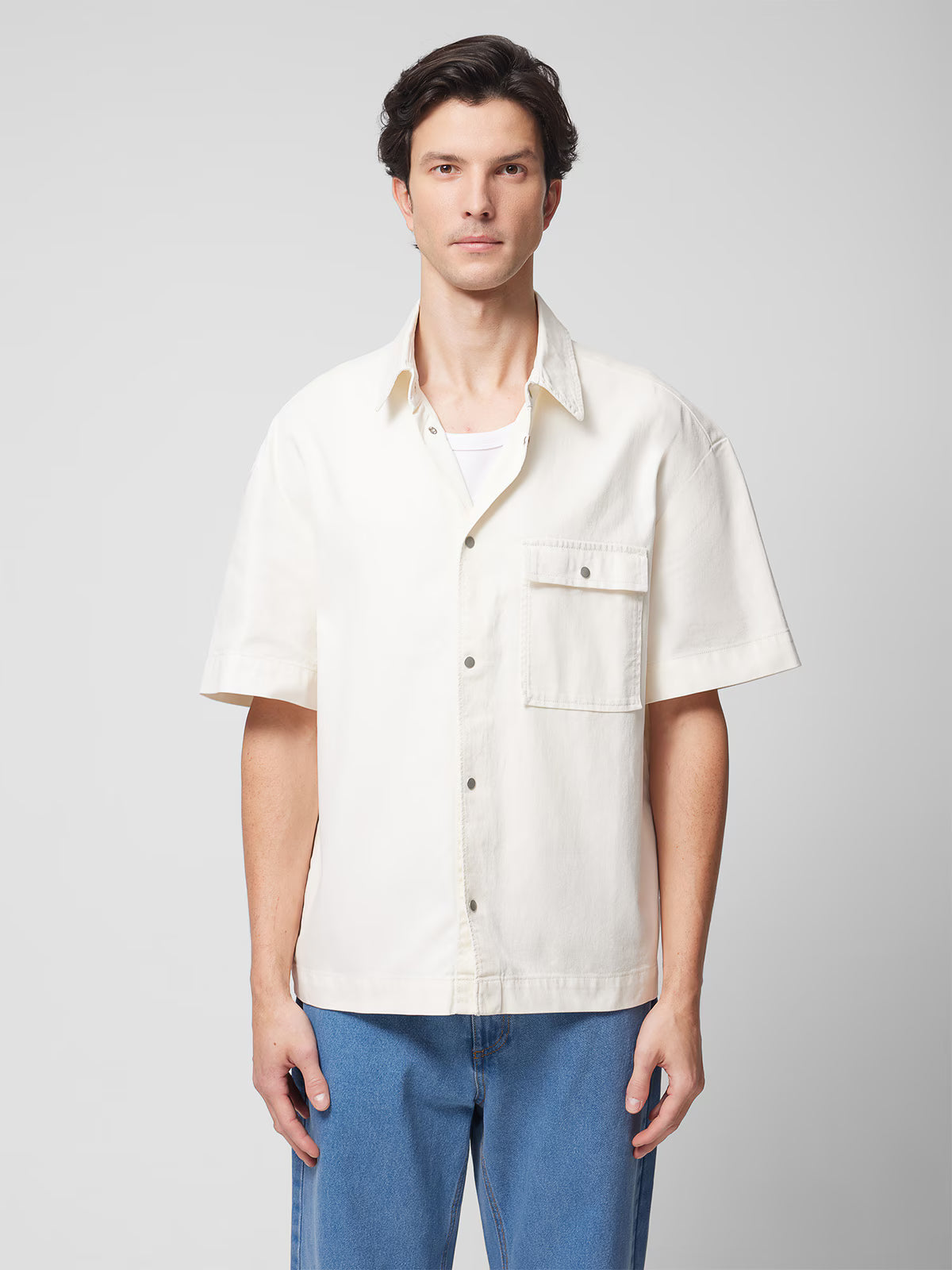 Koszula oversize jeansowa z krótkim rękawem męska Outhorn