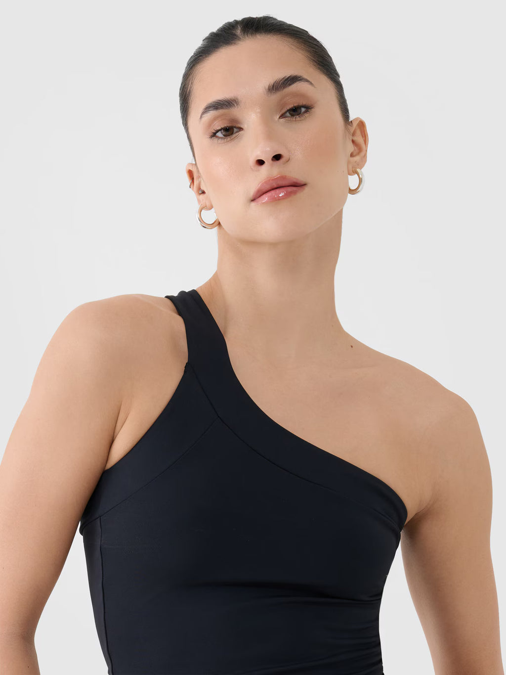 Crop-top slim z asymetrycznym ramiączkiem damski