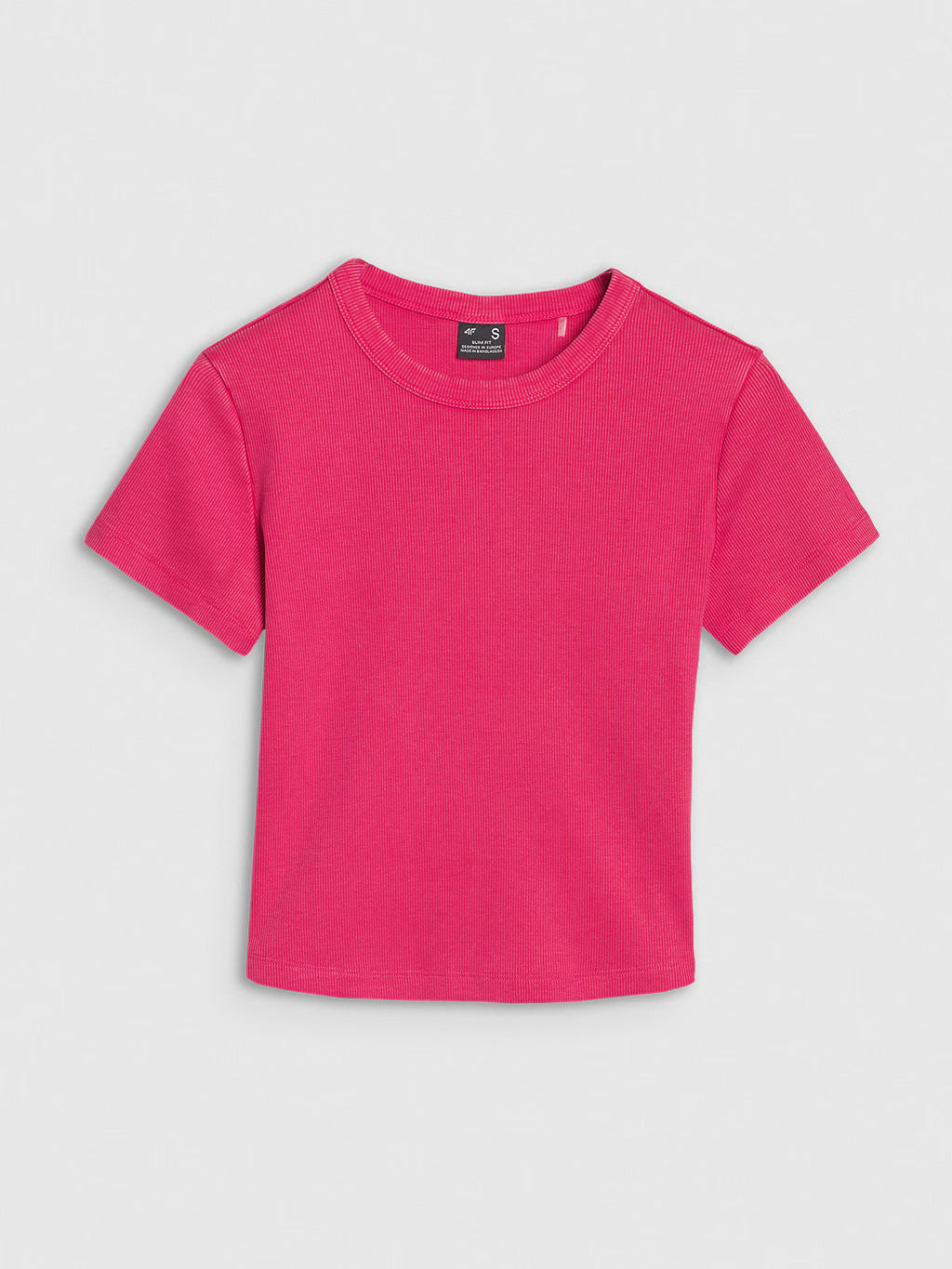 T-shirt slim z prążkowanej dzianiny damski