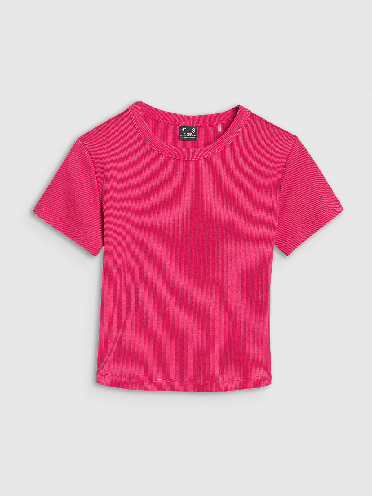 T-shirt slim z prążkowanej dzianiny damski