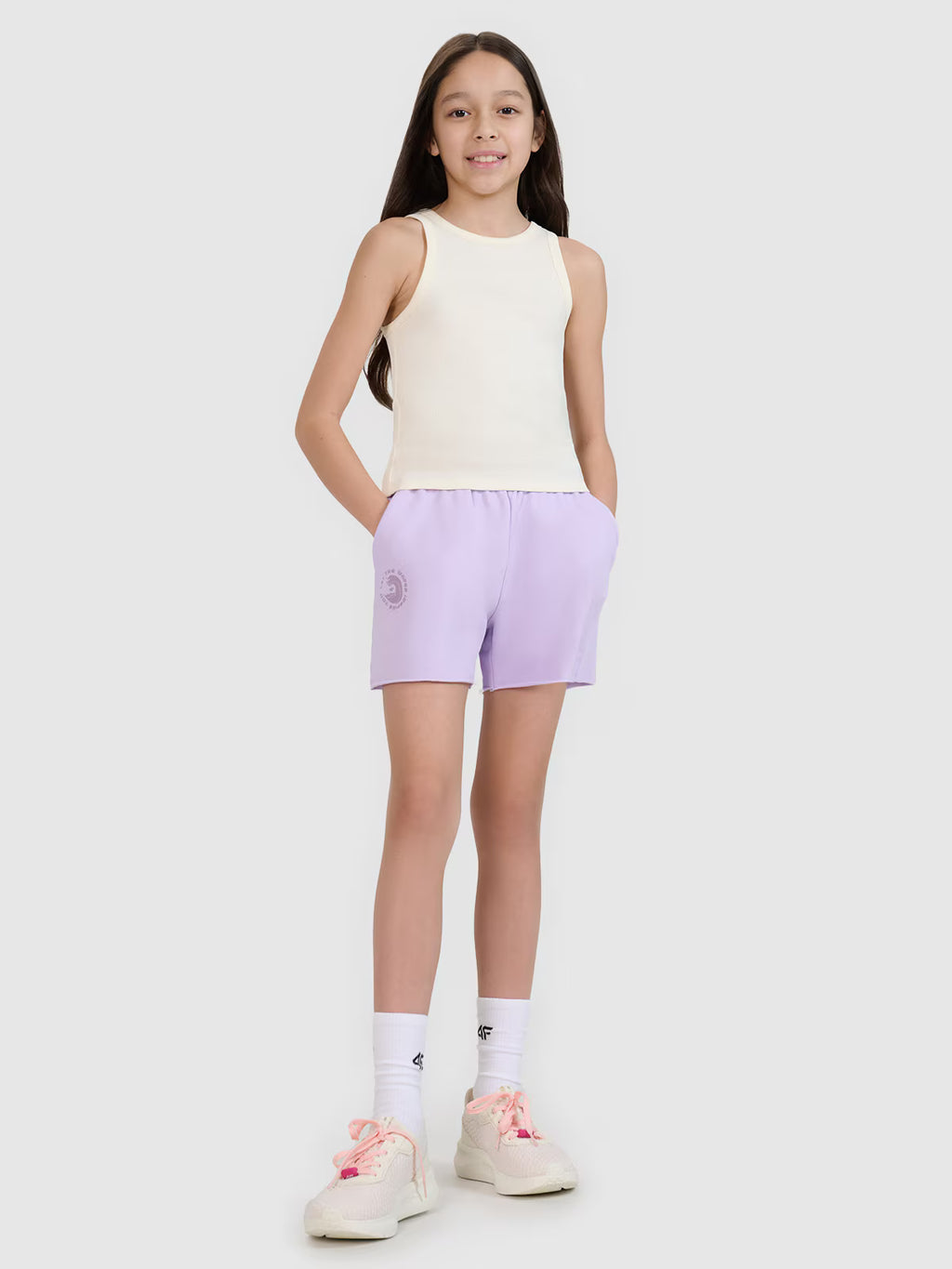 Crop top slim z prążkowanej dzianiny dziewczęcy
