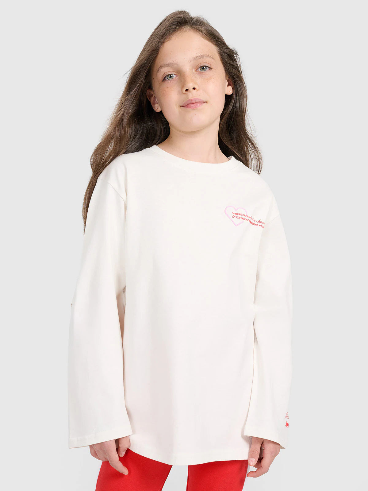 Longsleeve oversize z nadrukiem dziewczęcy