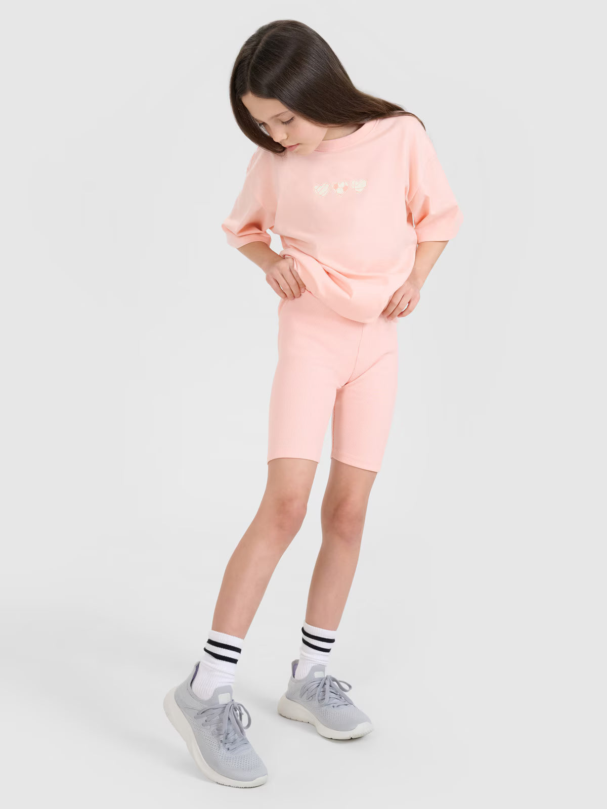 Legginsy kolarki z prążkowanej dzianiny dziewczęce