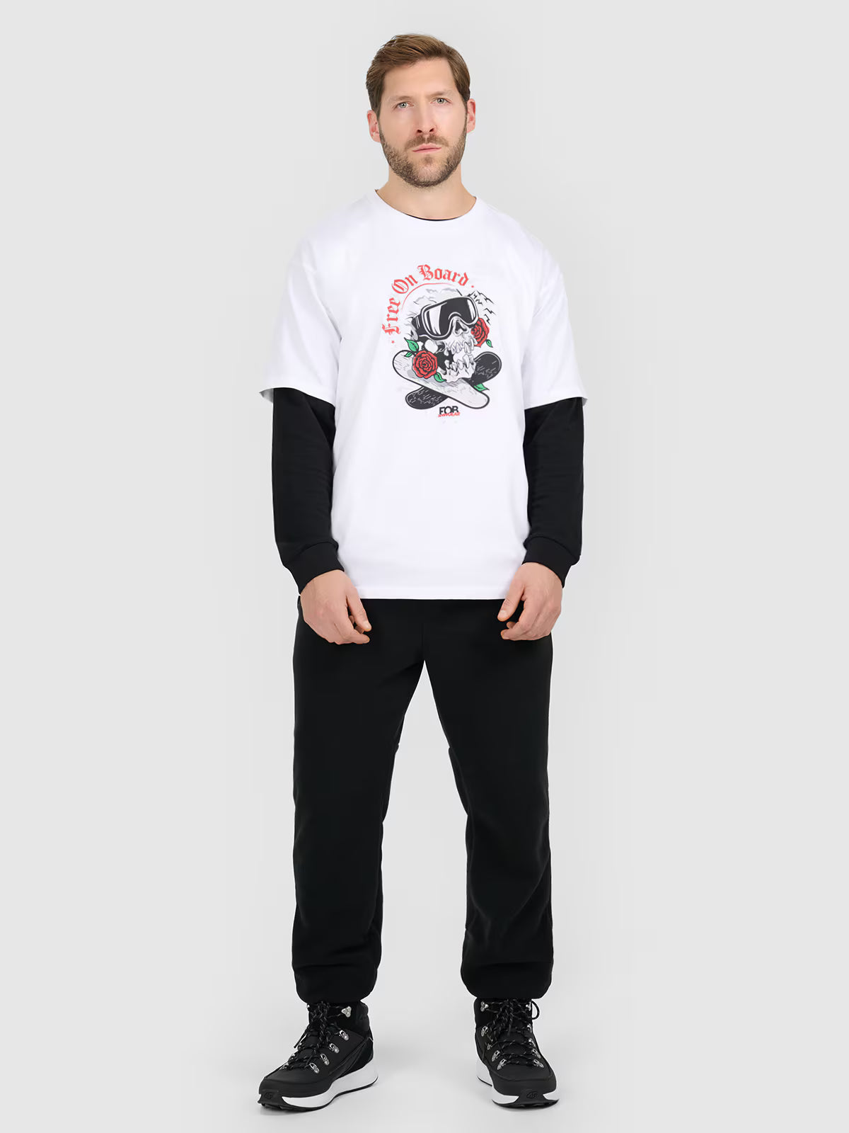 T-shirt loose z nadrukiem męski