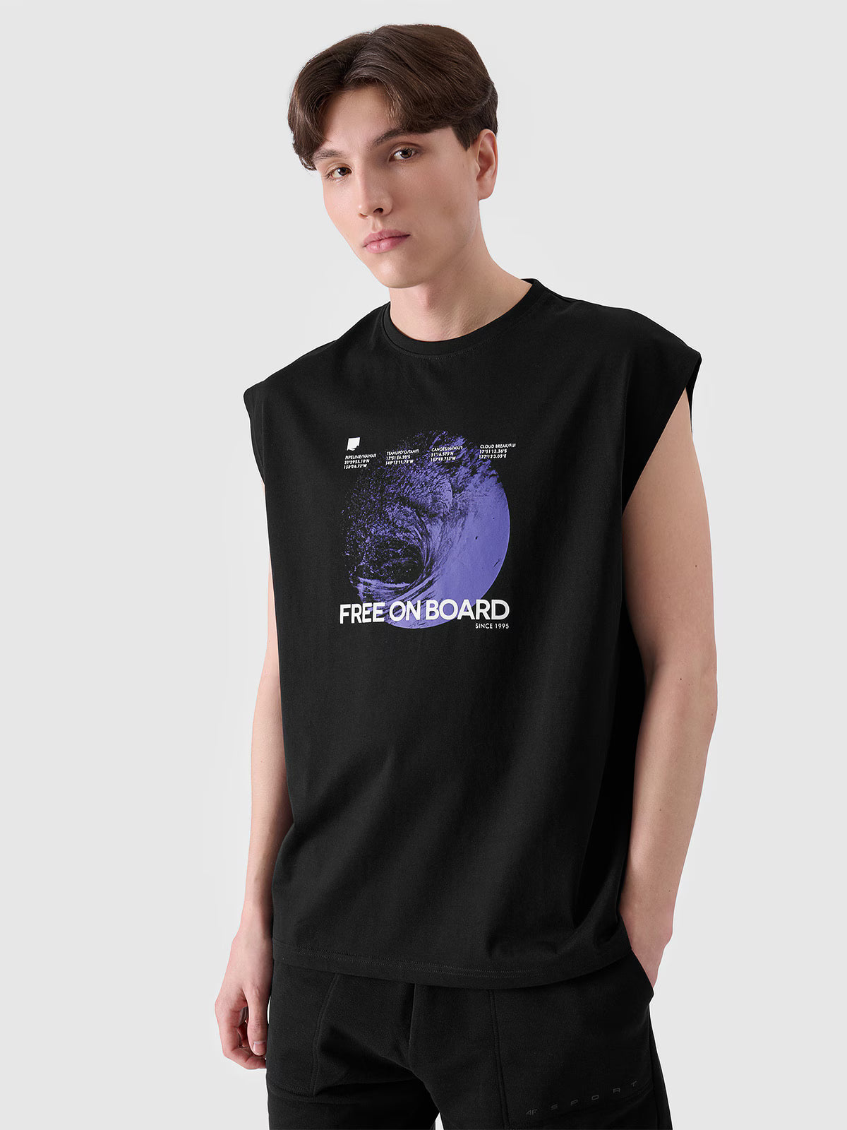 Tank top oversize z nadrukiem męski