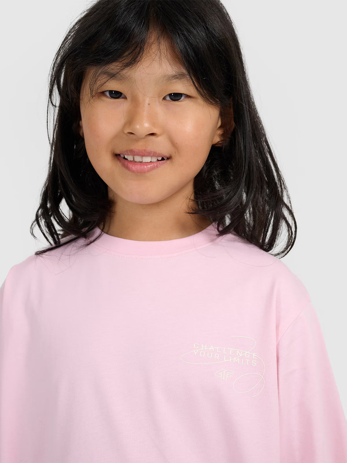 T-shirt oversize z nadrukiem dziewczęcy