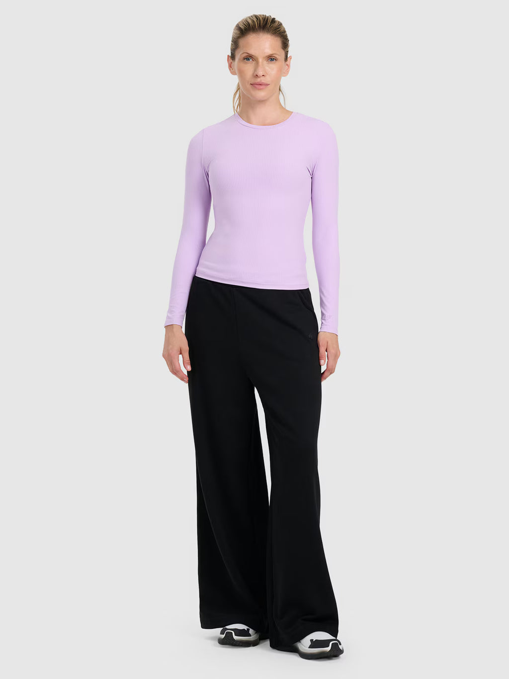 Longsleeve slim z prążkowanej dzianiny damski