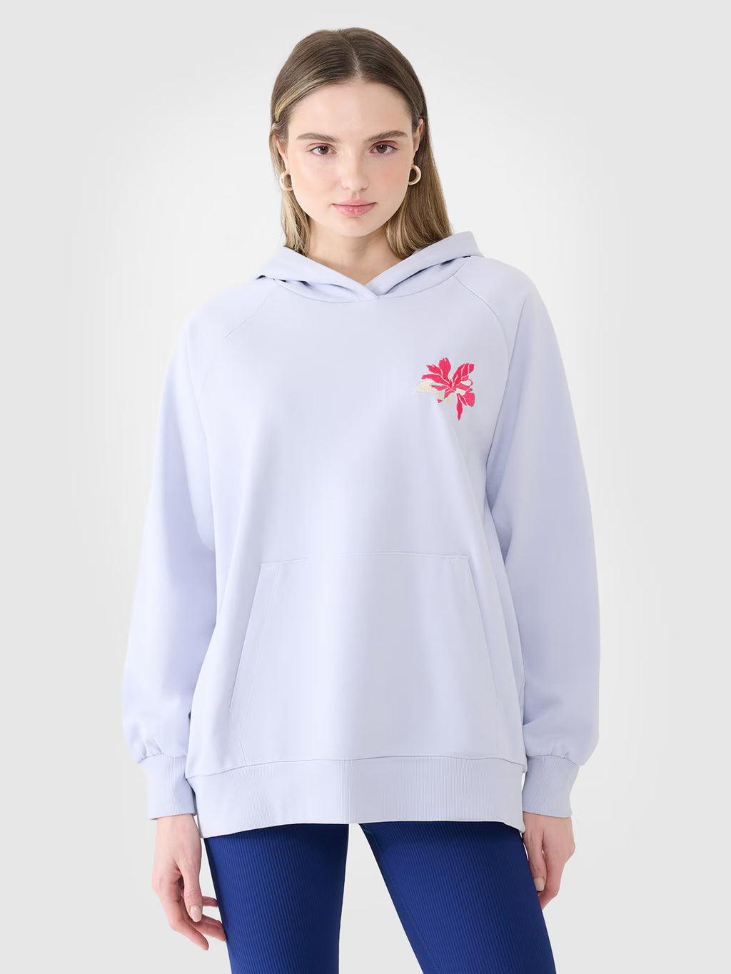Bluza dresowa oversize nierozpinana z kapturem damska
