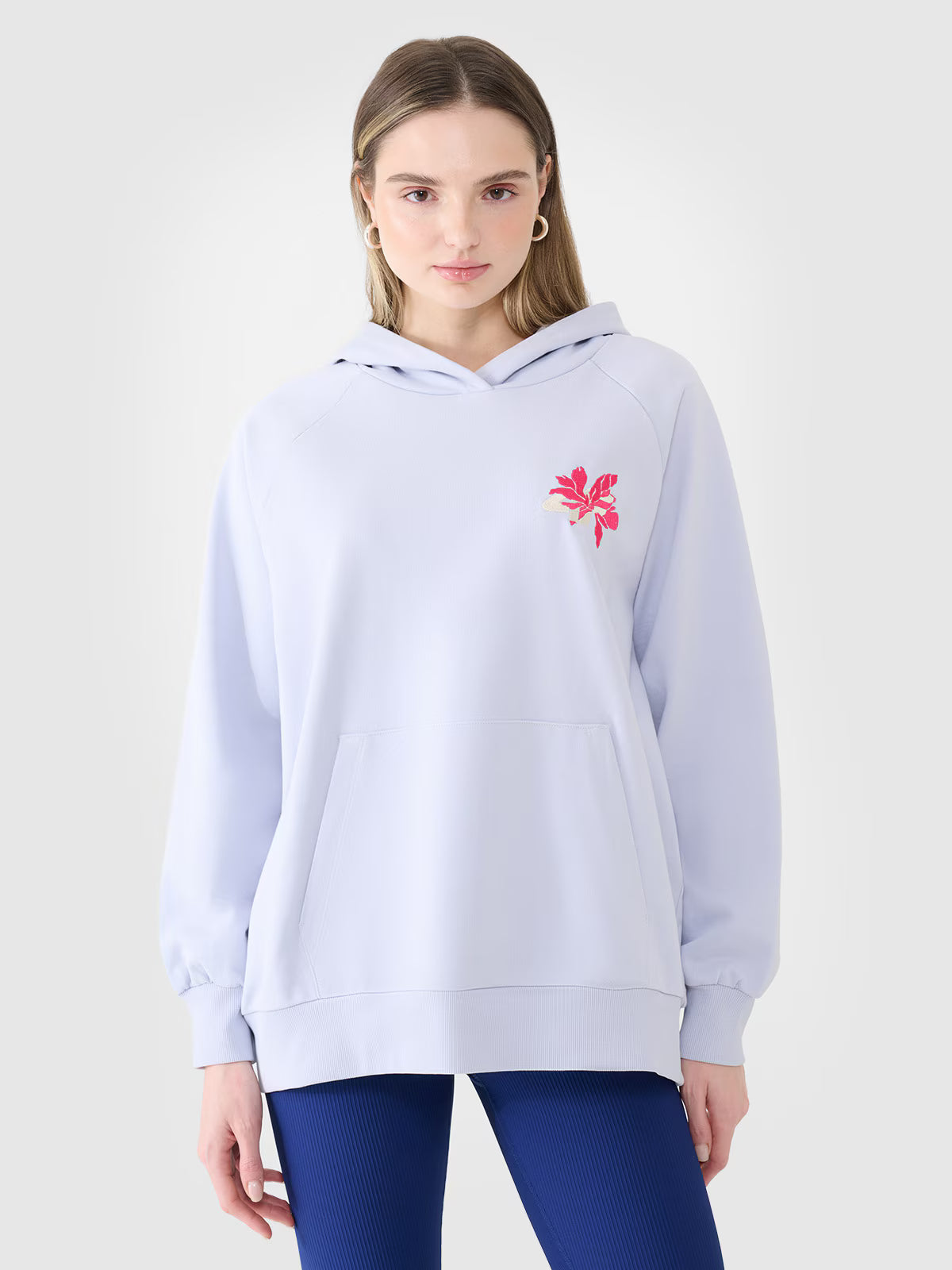 Bluza dresowa oversize nierozpinana z kapturem damska