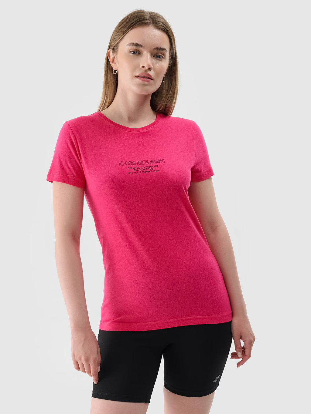 T-shirt slim z nadrukiem damski