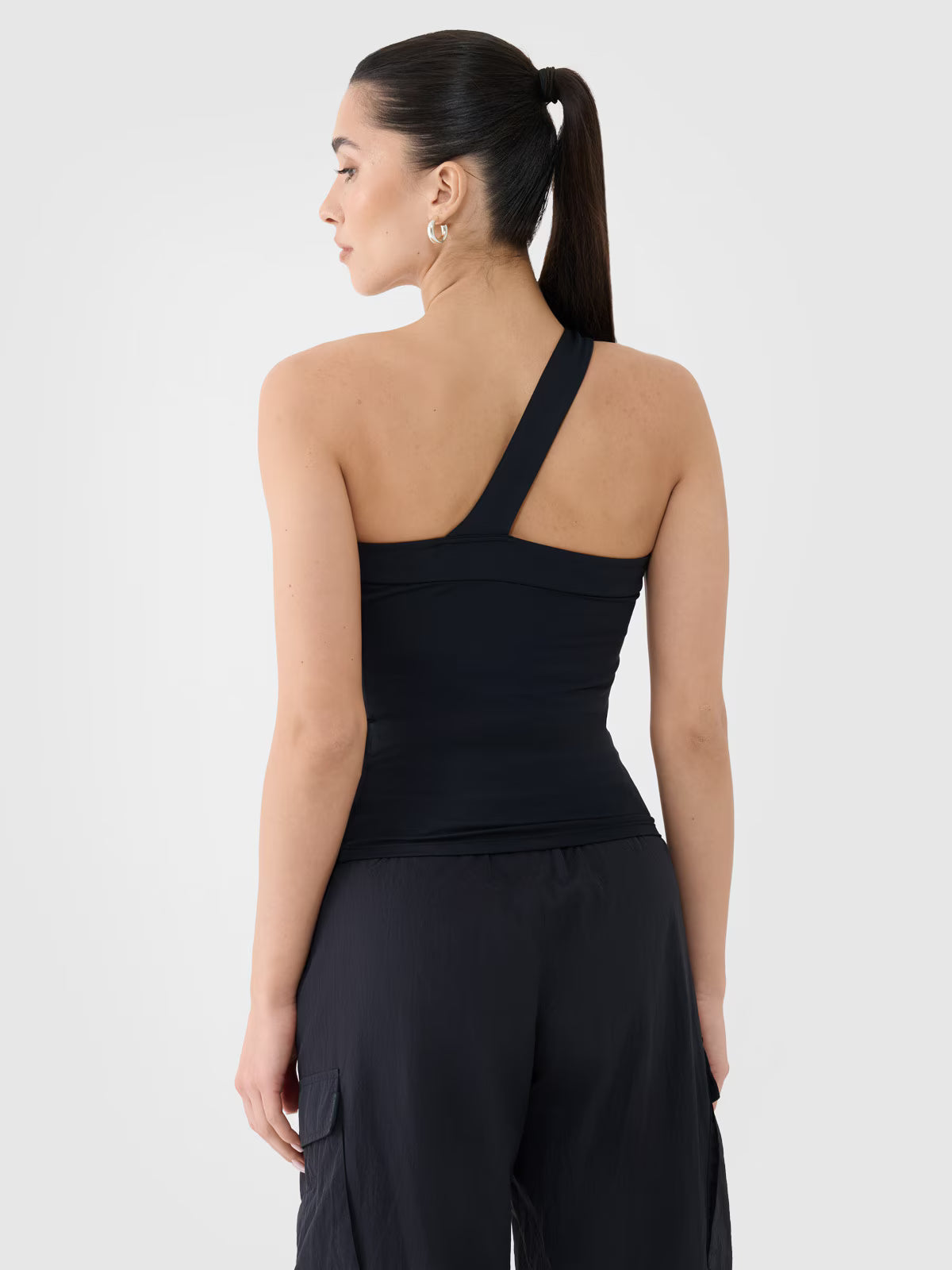 Crop-top slim z asymetrycznym ramiączkiem damski