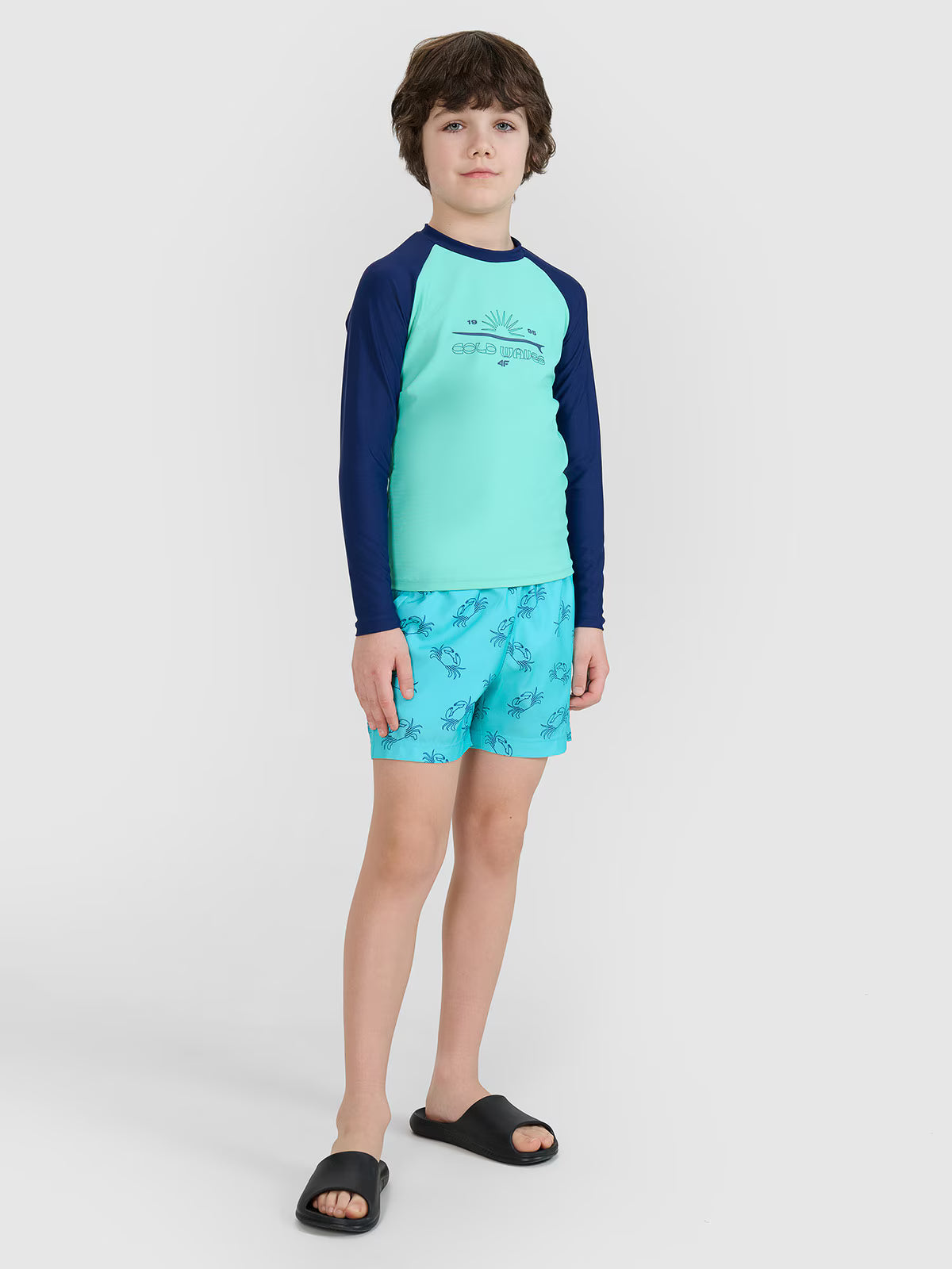 Longsleeve do pływania z nadrukiem chłopięcy
