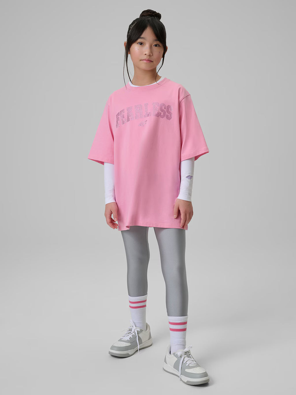 T-shirt loose z nadrukiem dziewczęcy