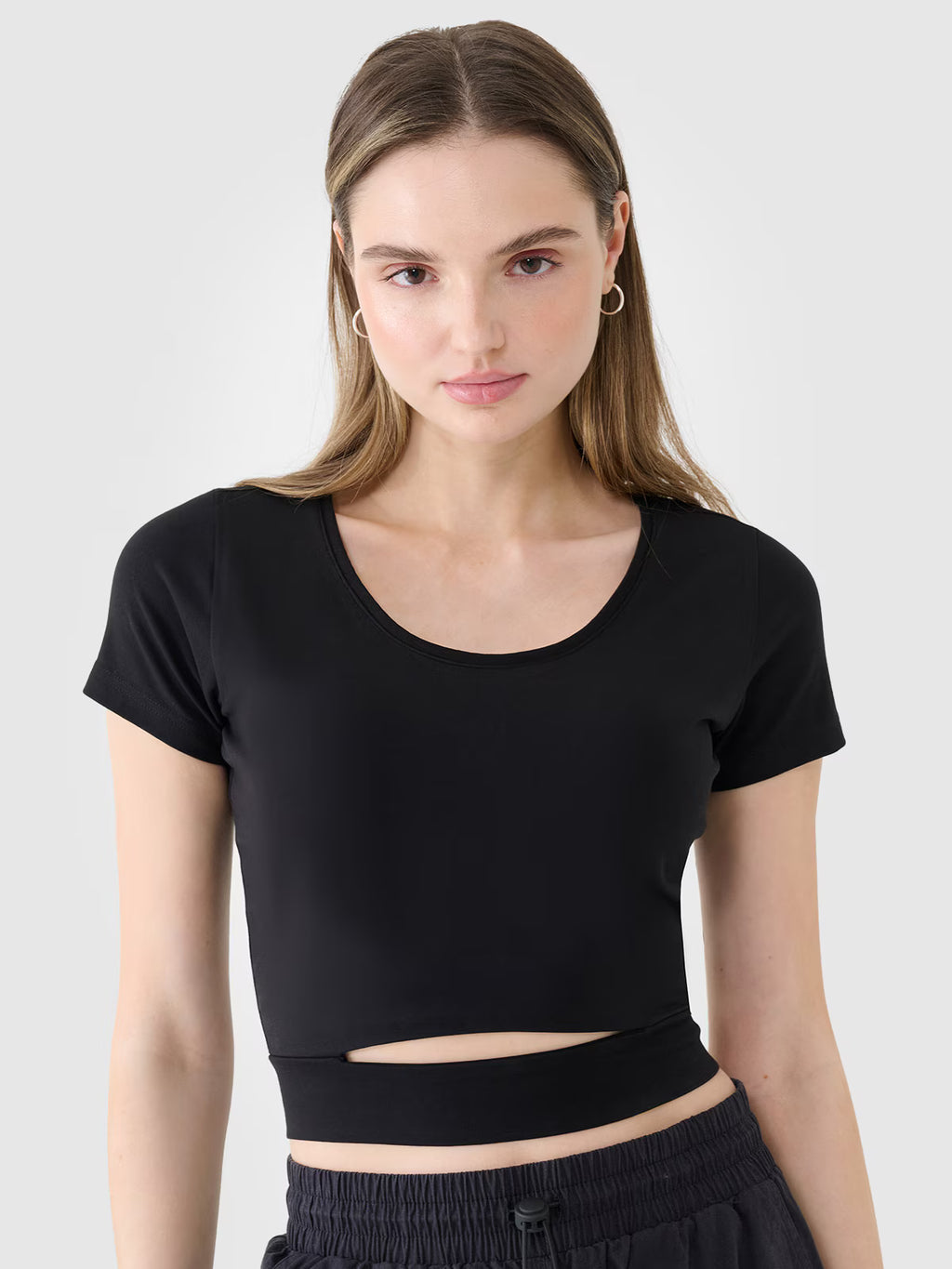 T-shirt crop top gładki damski