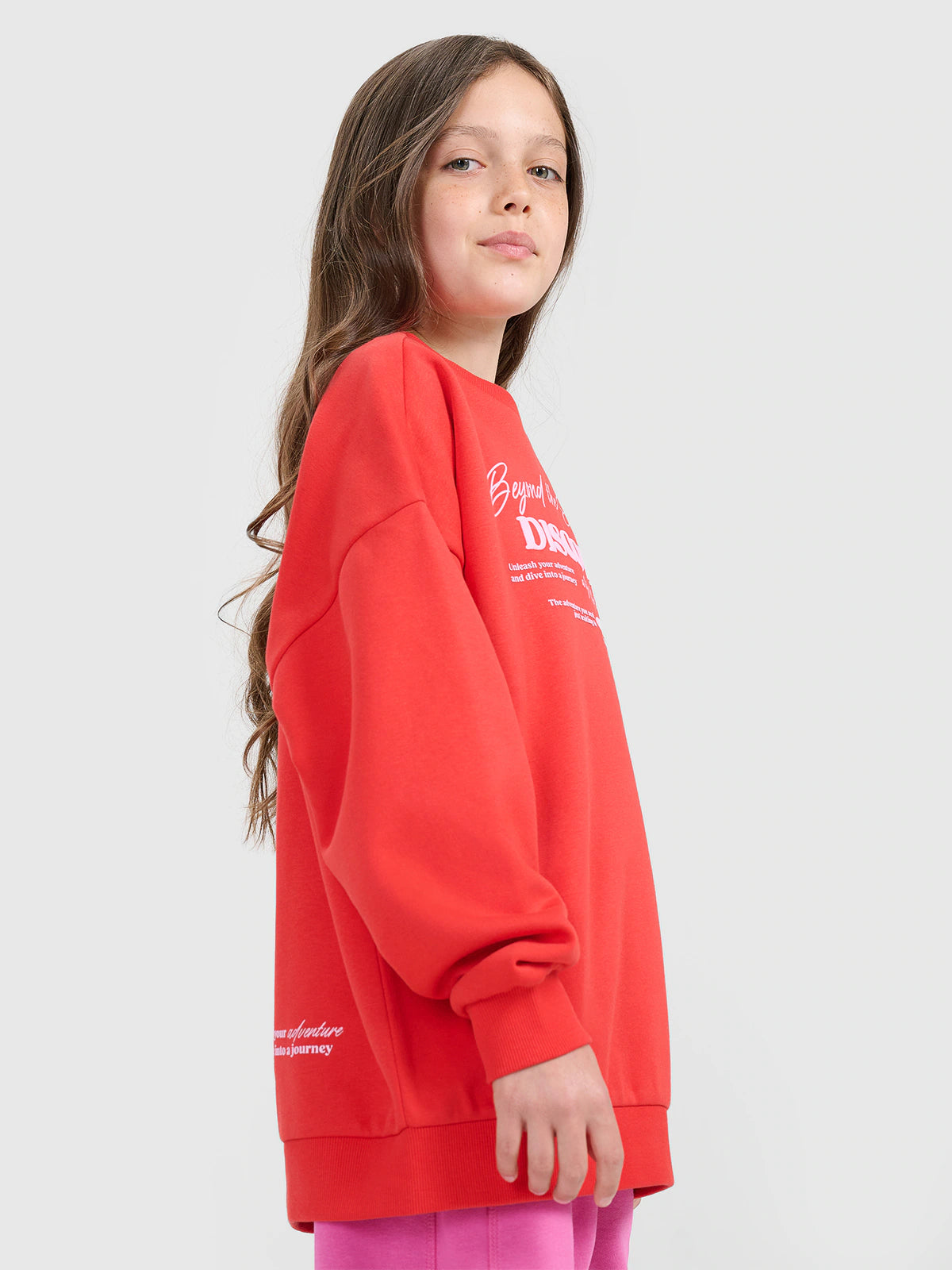 Bluza dresowa oversize nierozpinana bez kaptura dziewczęca