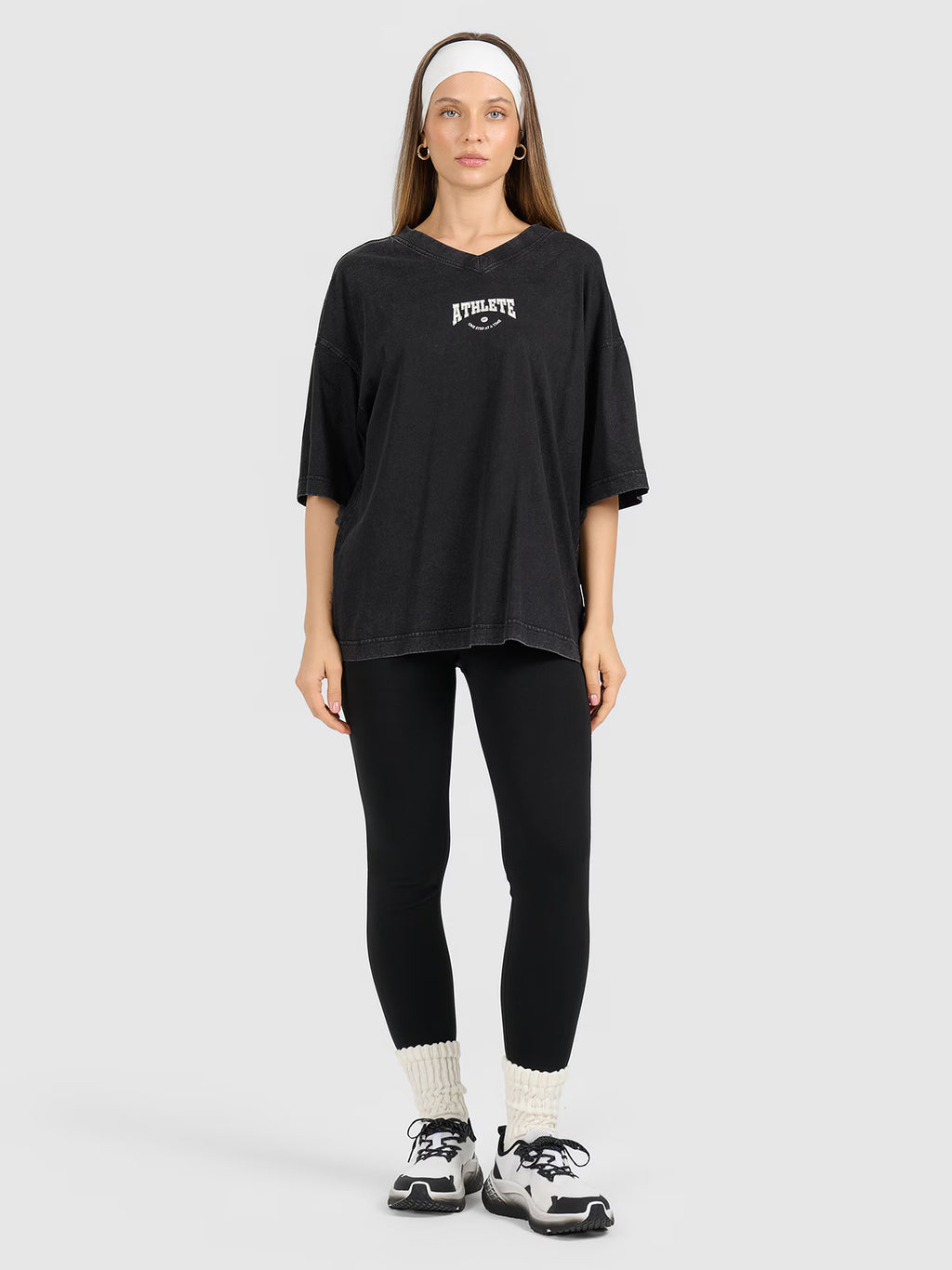 T-shirt oversize z nadrukiem damski