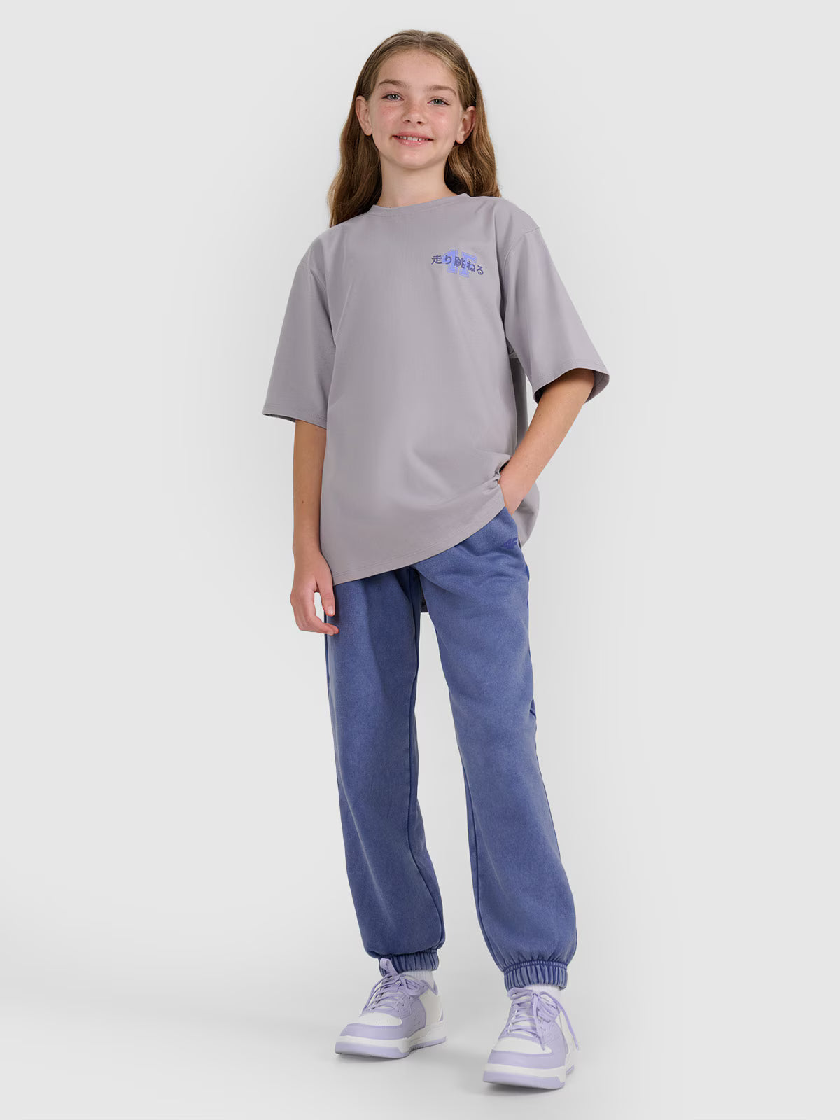 T-shirt oversize z nadrukiem dziewczęcy