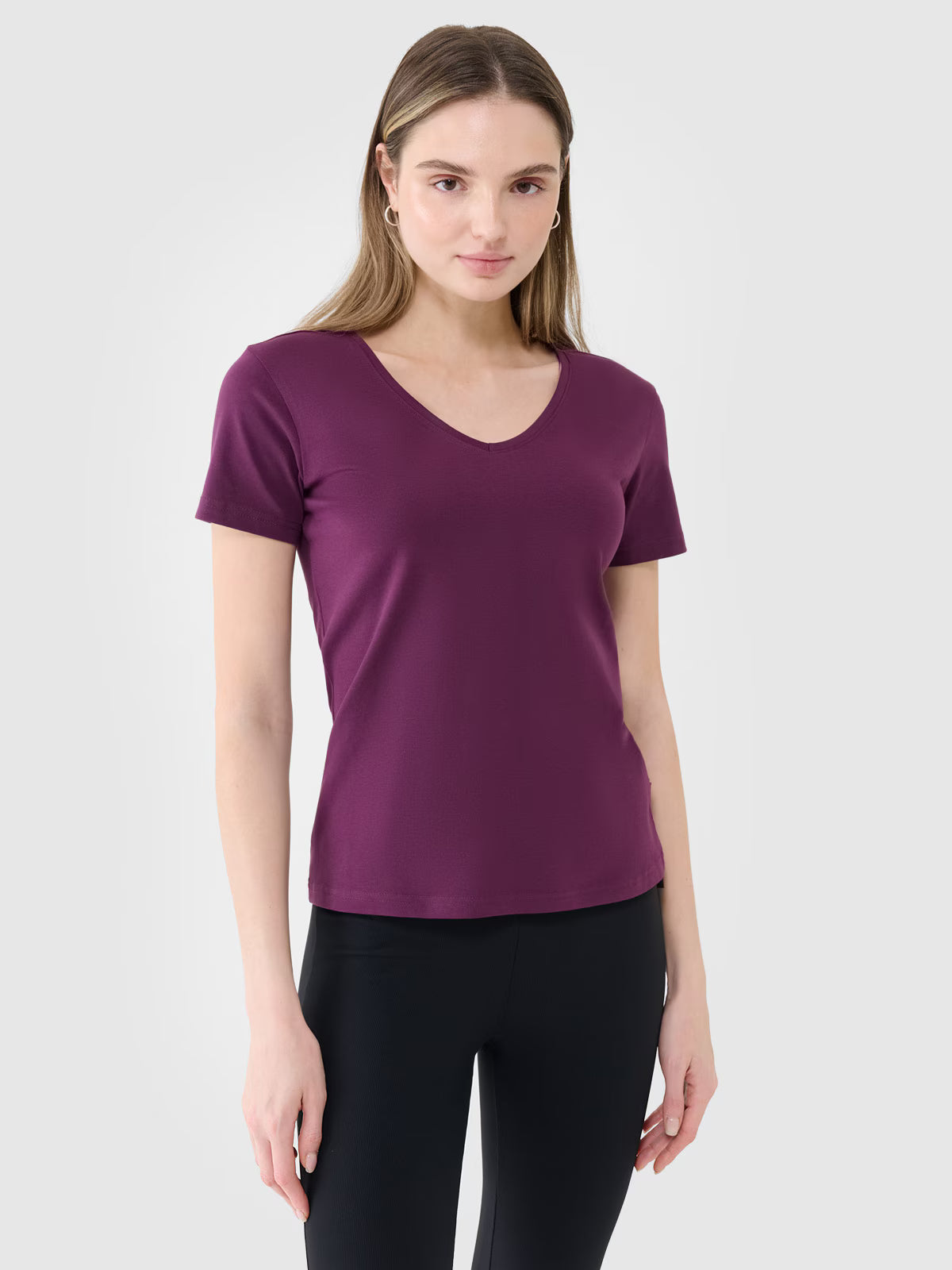 T-shirt slim gładki damski