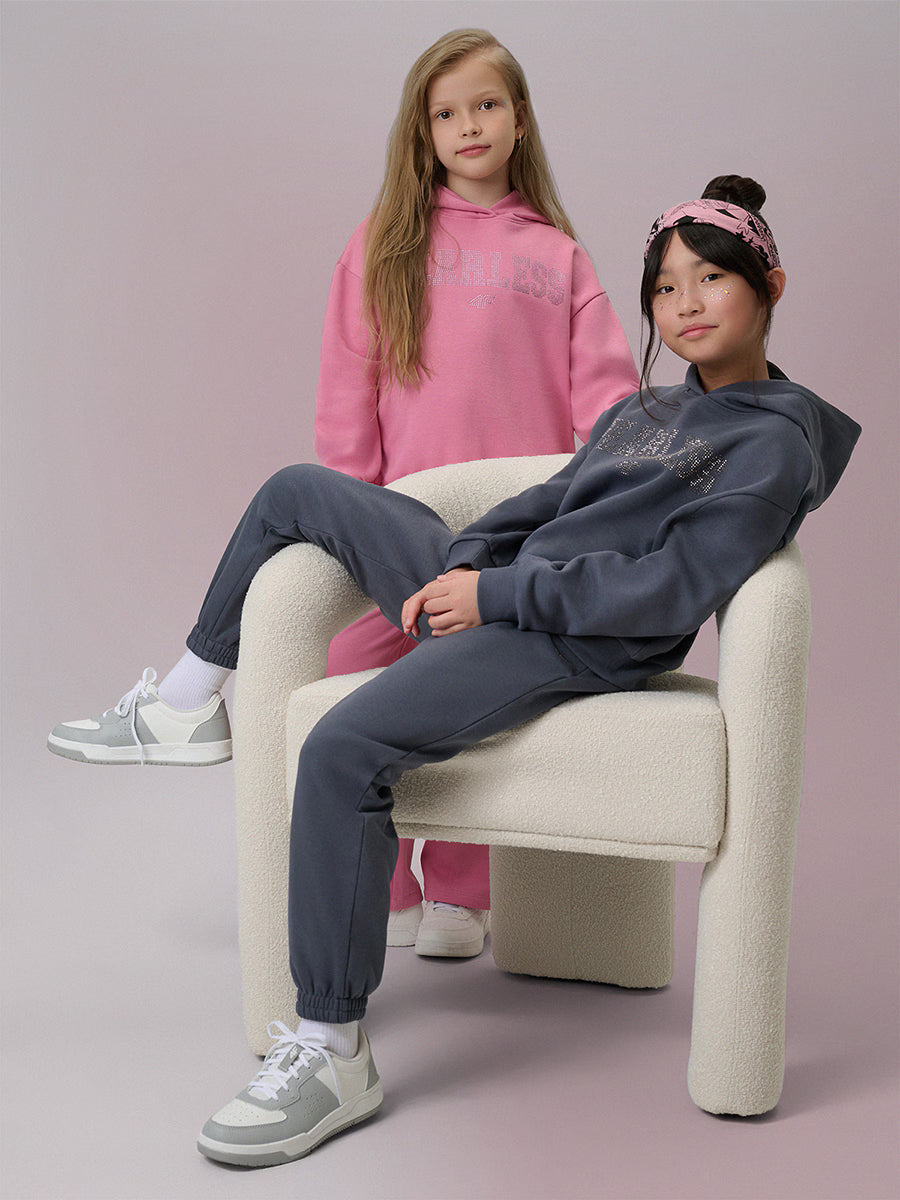 Bluza dresowa loose z kapturem dziewczęca