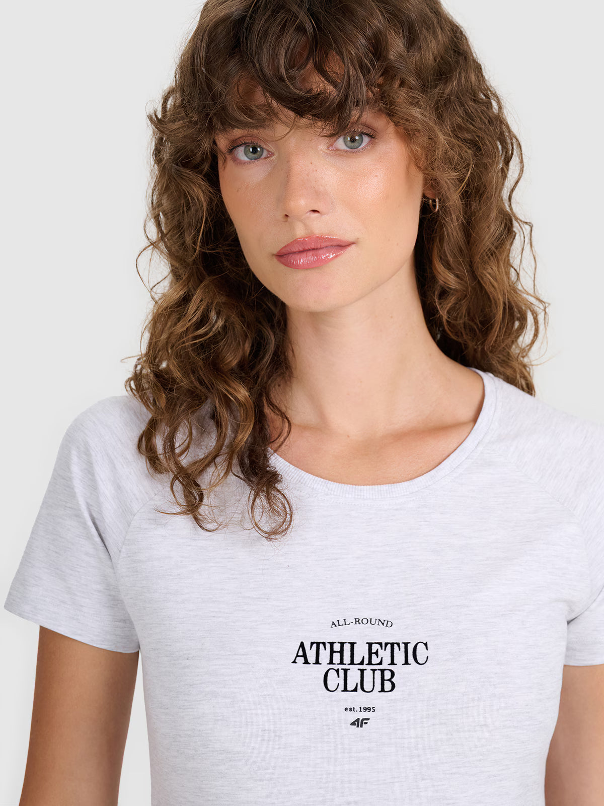 T-shirt slim z nadrukiem damski