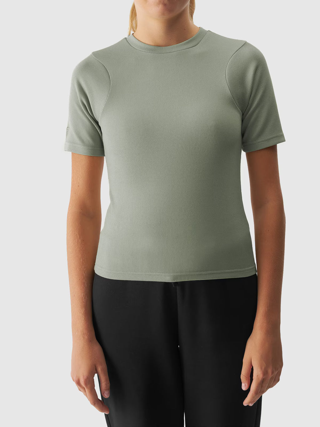 T-shirt slim crop-top gładki damski
