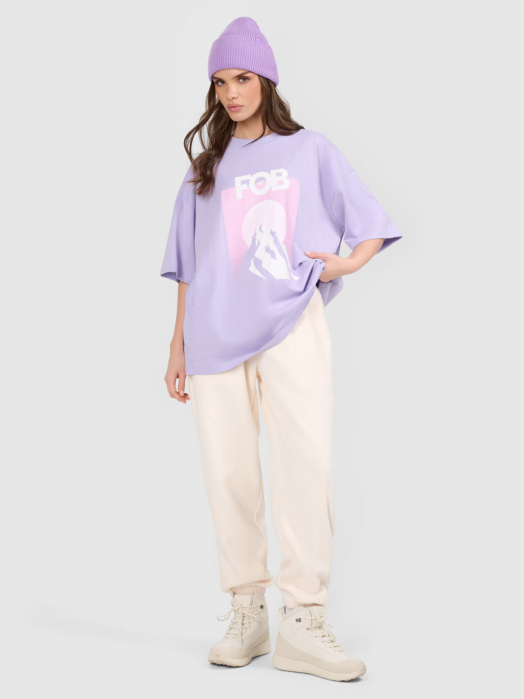 T-shirt loose z nadrukiem damski