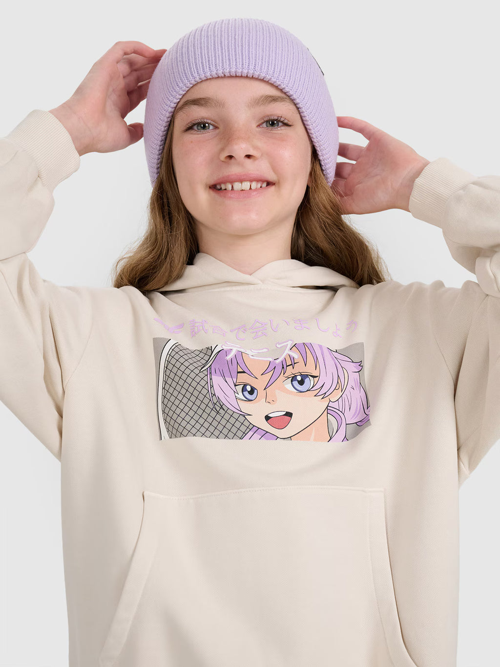 Bluza dresowa nierozpinana z kapturem dziewczęca