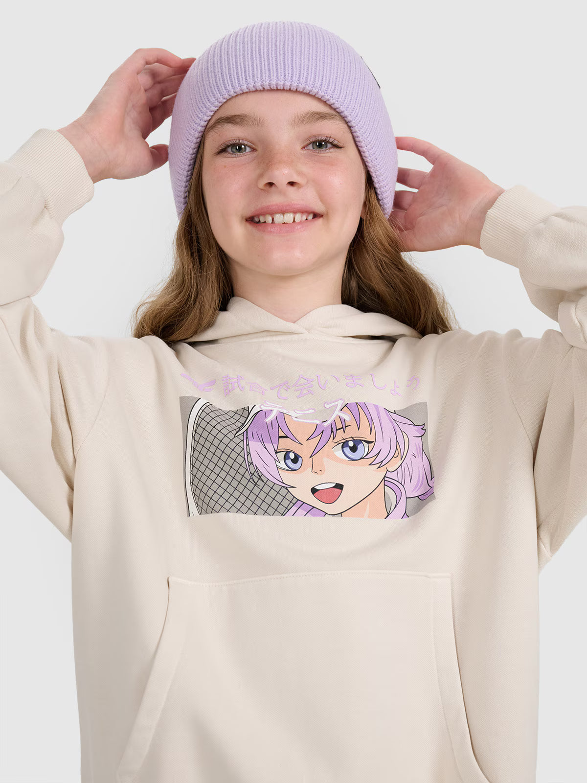 Bluza dresowa nierozpinana z kapturem dziewczęca