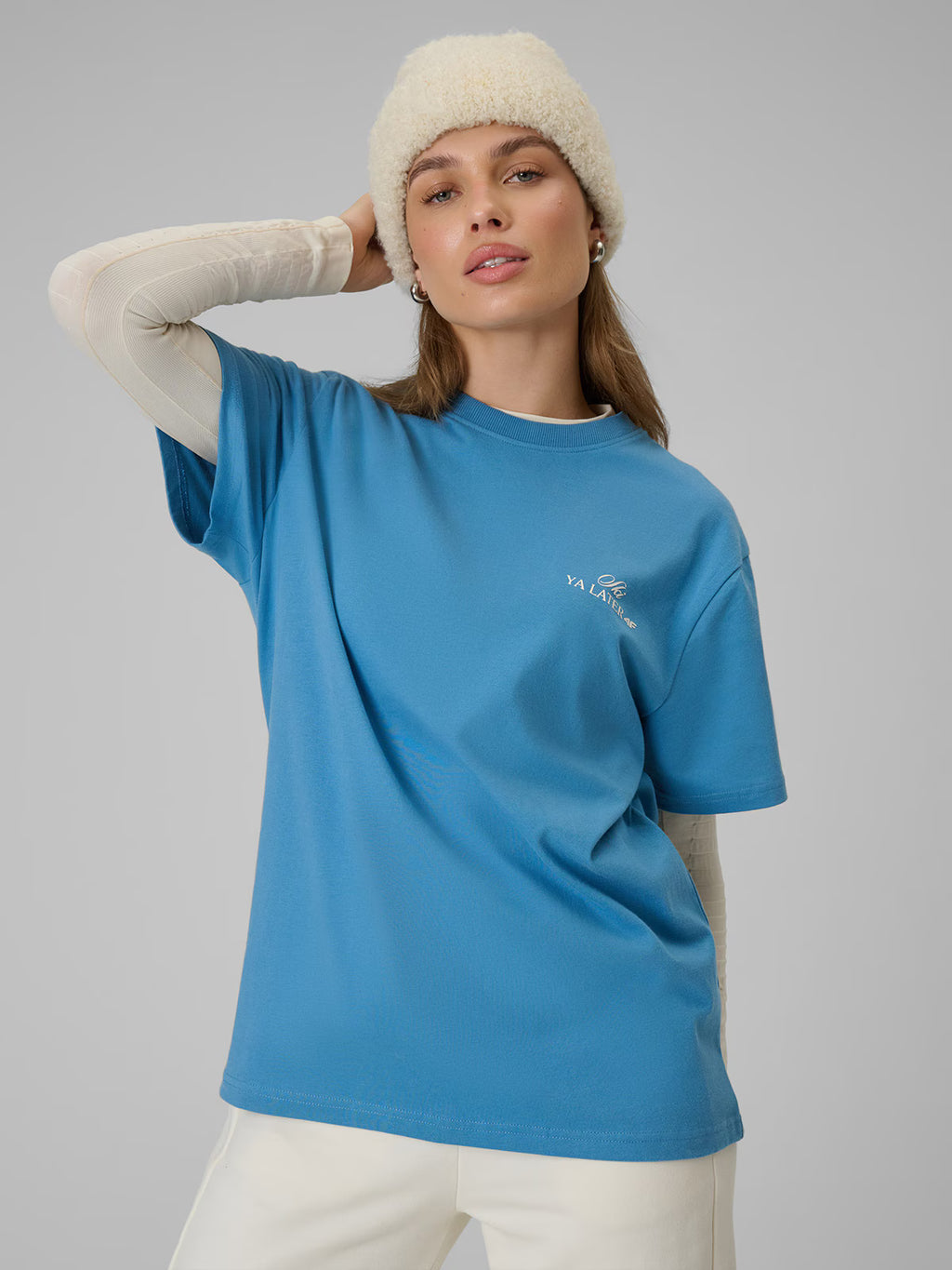 T-shirt loose z nadrukiem damski