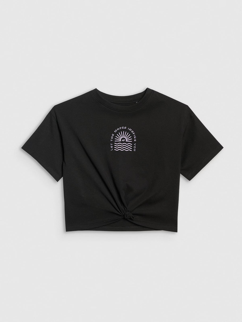T-shirt oversize crop top z nadrukiem dziewczęcy