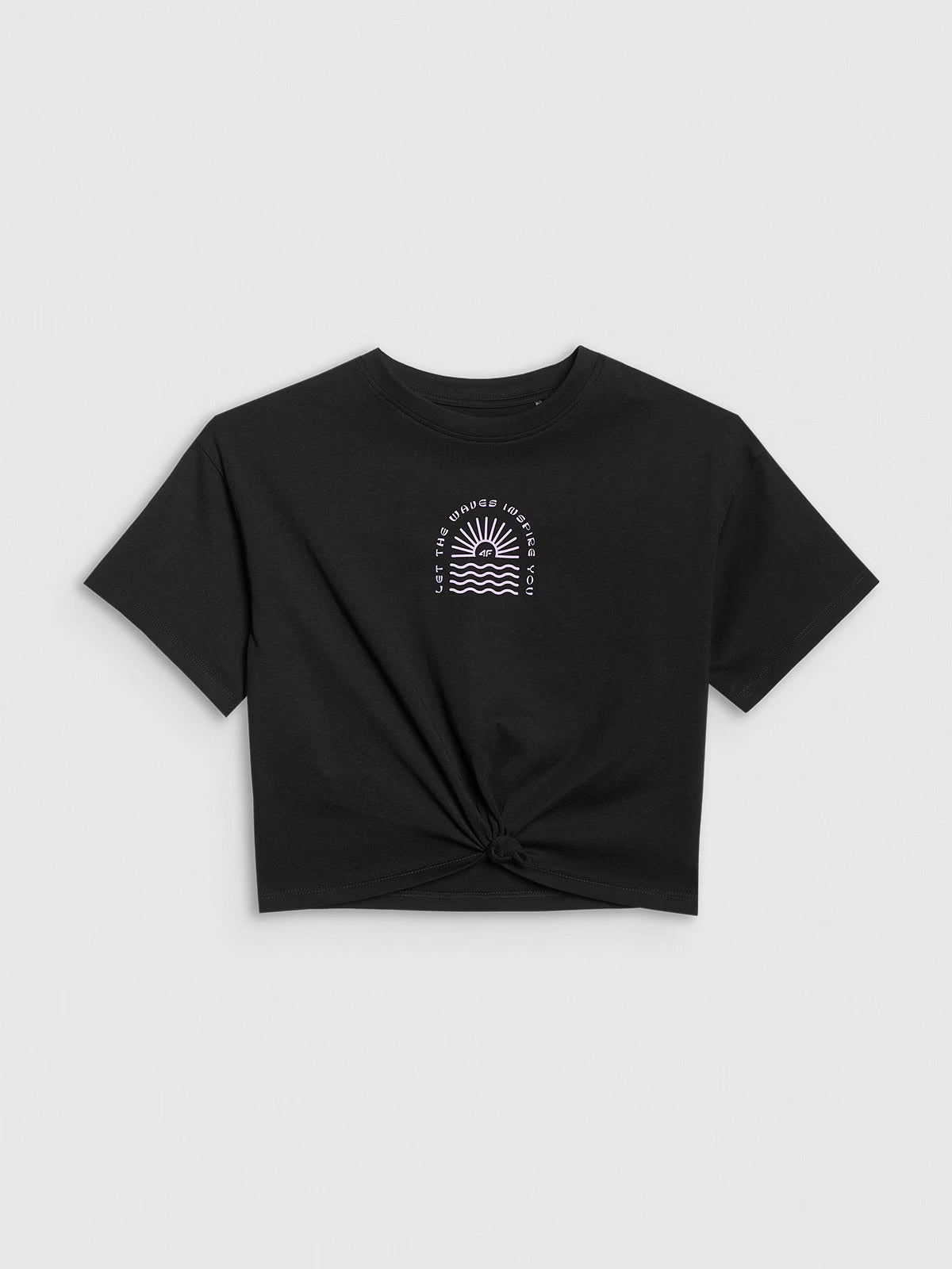 T-shirt oversize crop top z nadrukiem dziewczęcy
