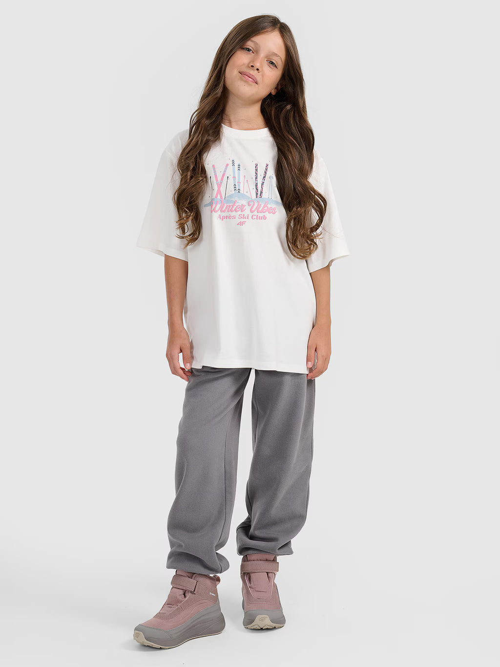 T-shirt loose z nadrukiem dziewczęcy