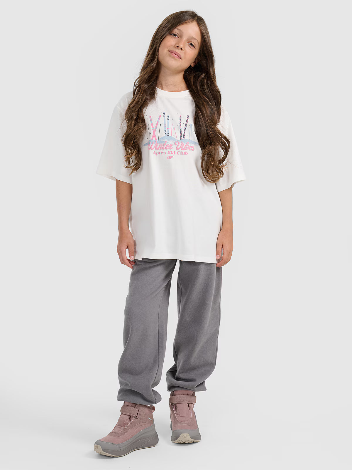 T-shirt loose z nadrukiem dziewczęcy