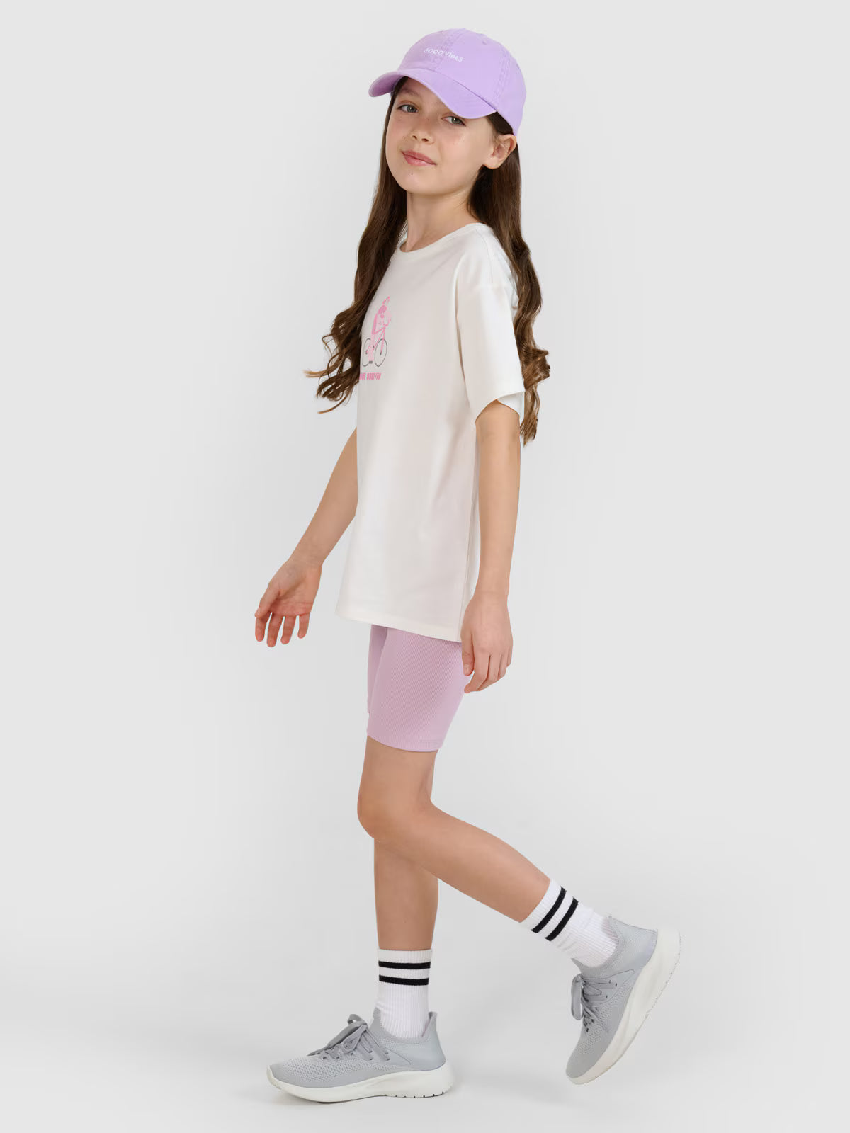 Legginsy kolarki z prążkowanej dzianiny dziewczęce