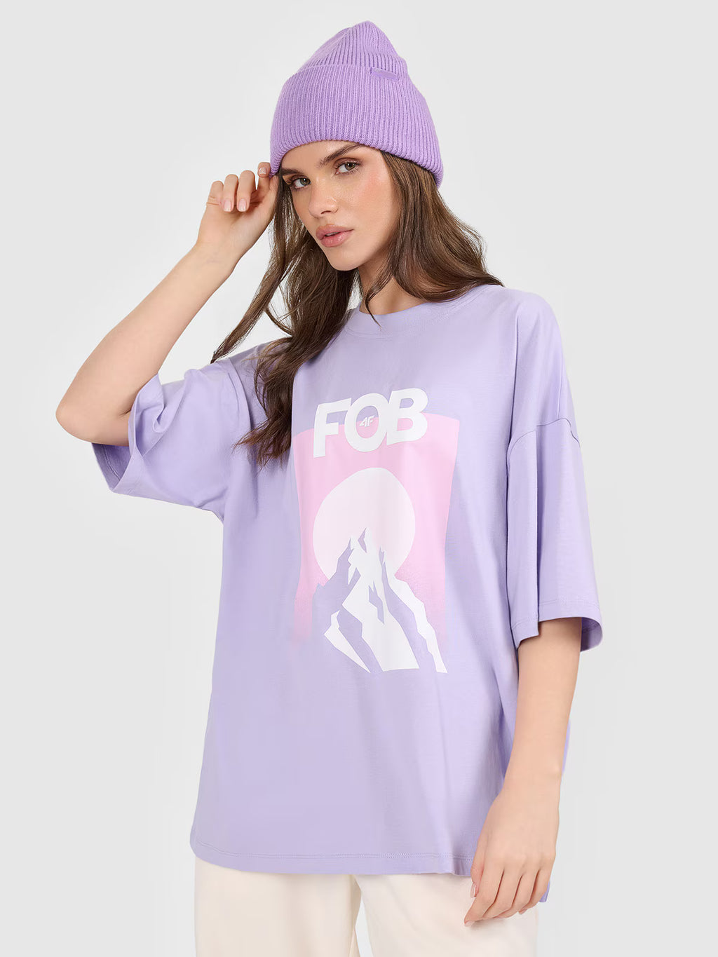 T-shirt loose z nadrukiem damski