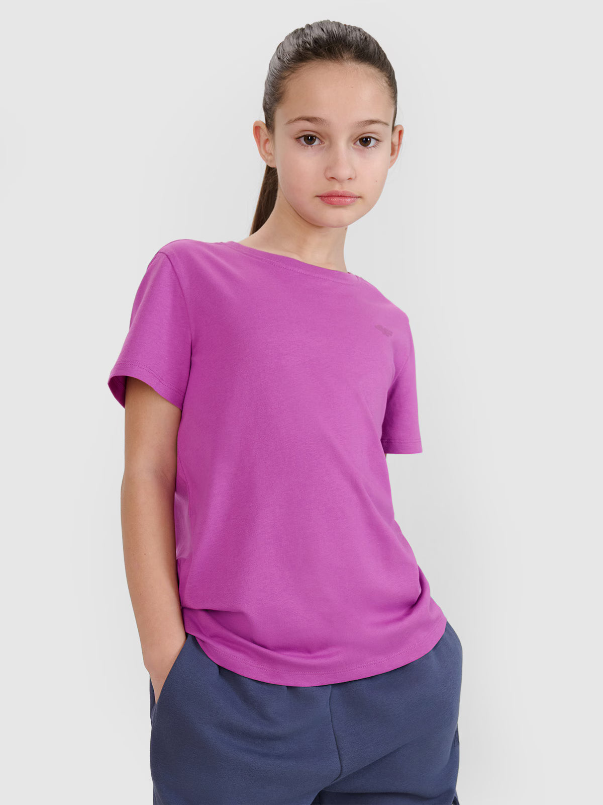 T-shirt regular gładki dziewczęcy