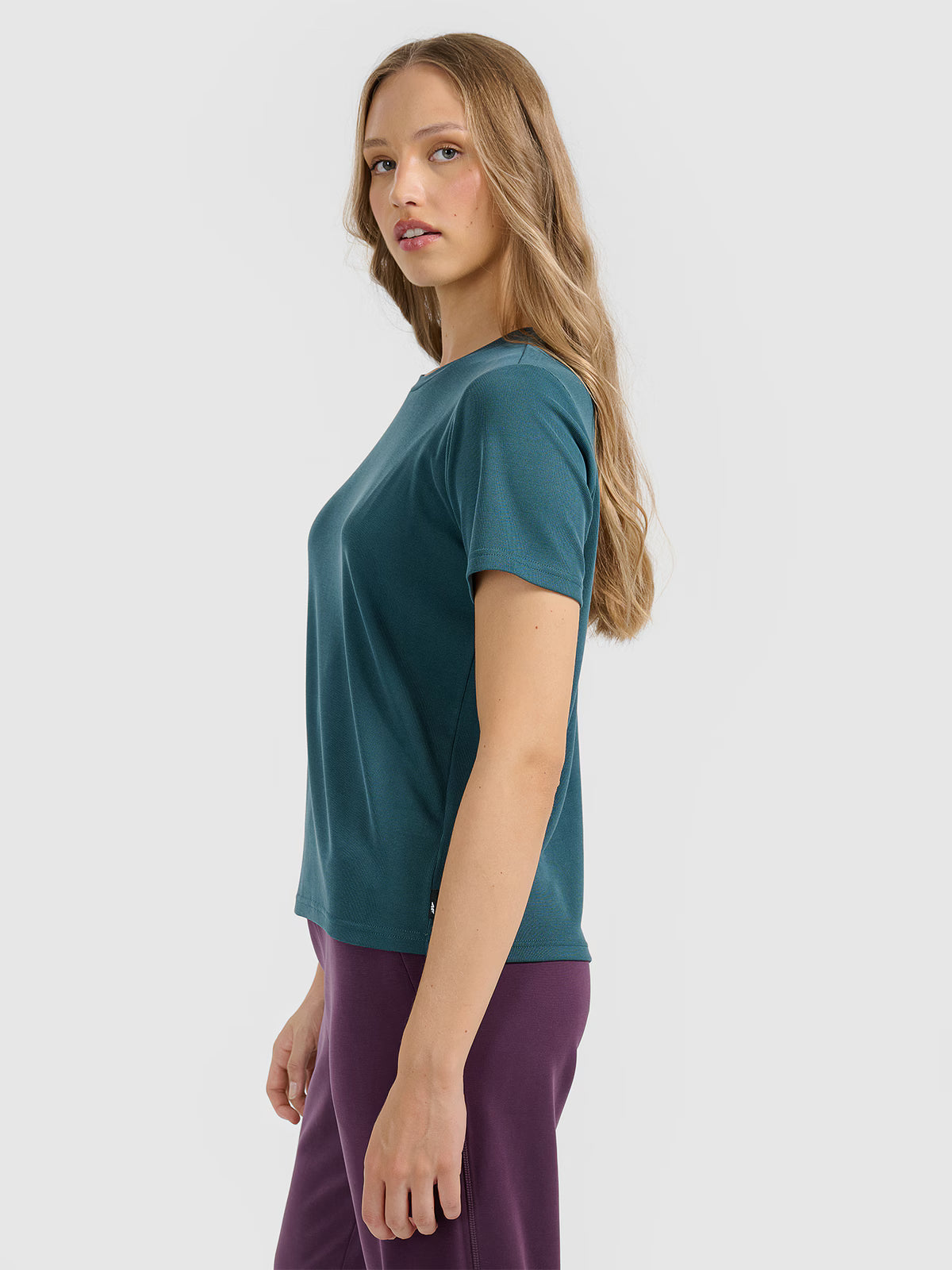 T-shirt z prążkowanej dzianiny z modalem damski