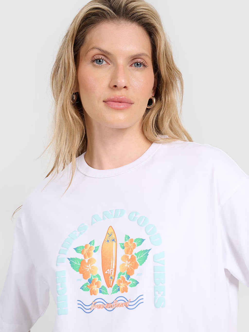 T-shirt oversize z nadrukiem damski