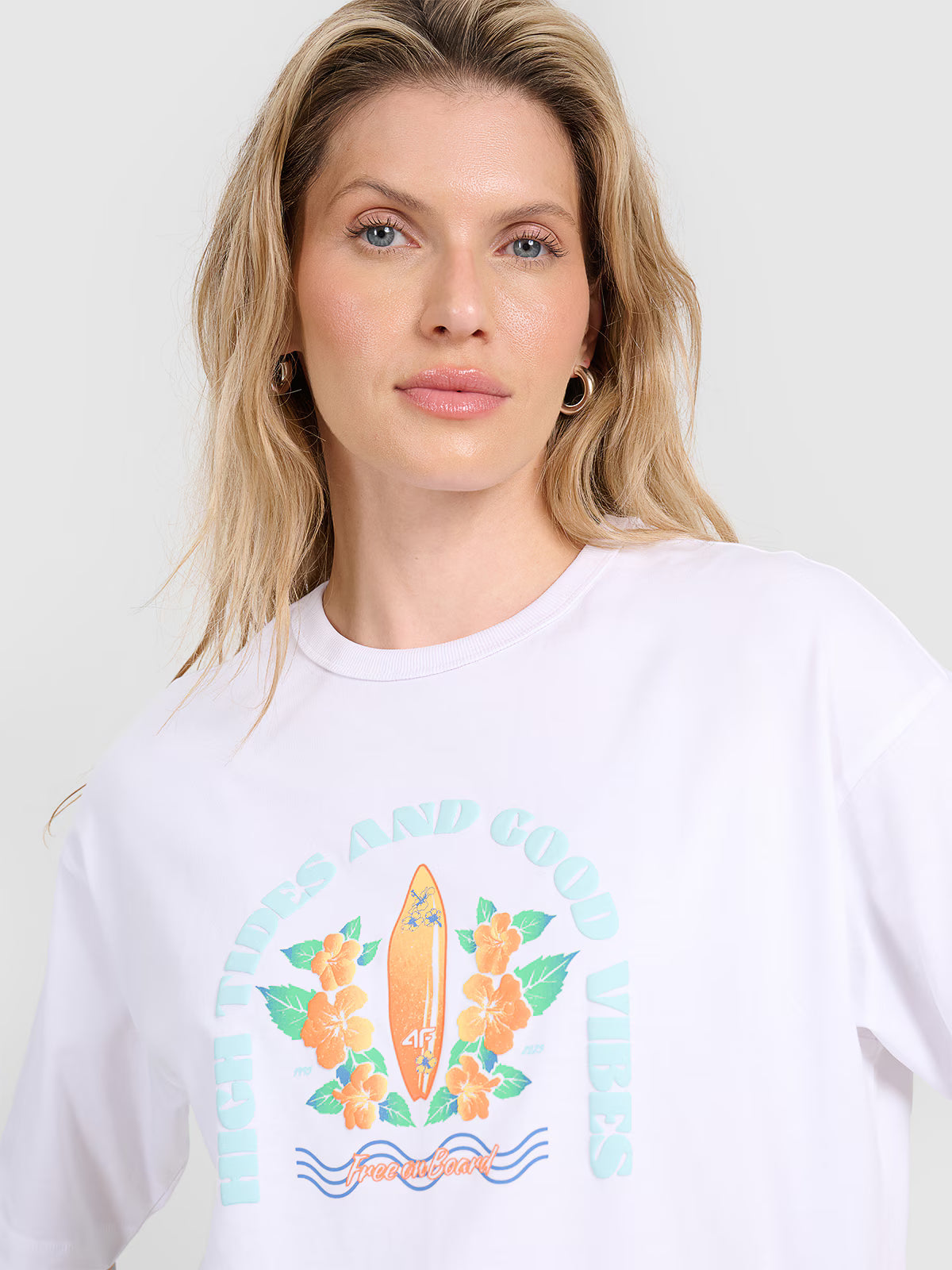 T-shirt oversize z nadrukiem damski