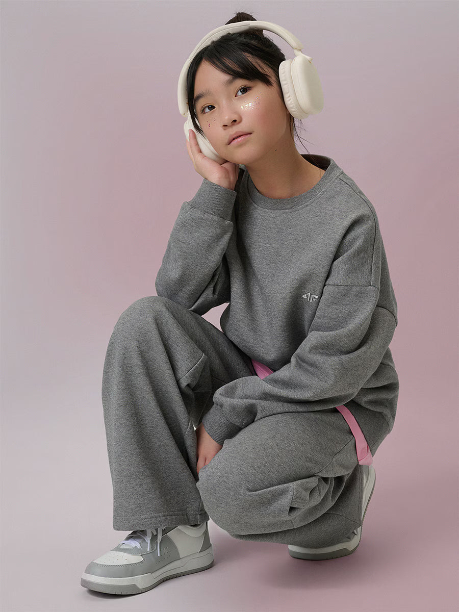 Bluza dresowa loose bez kaptura dziewczęca