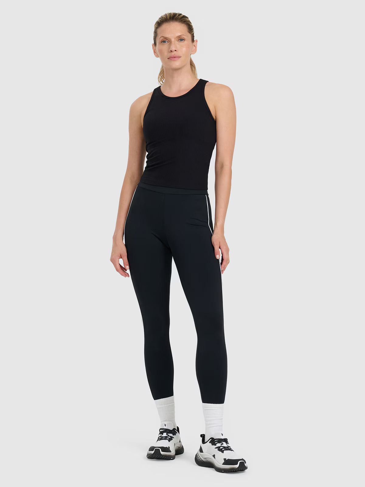 Top slim z prążkowanej dzianiny damski