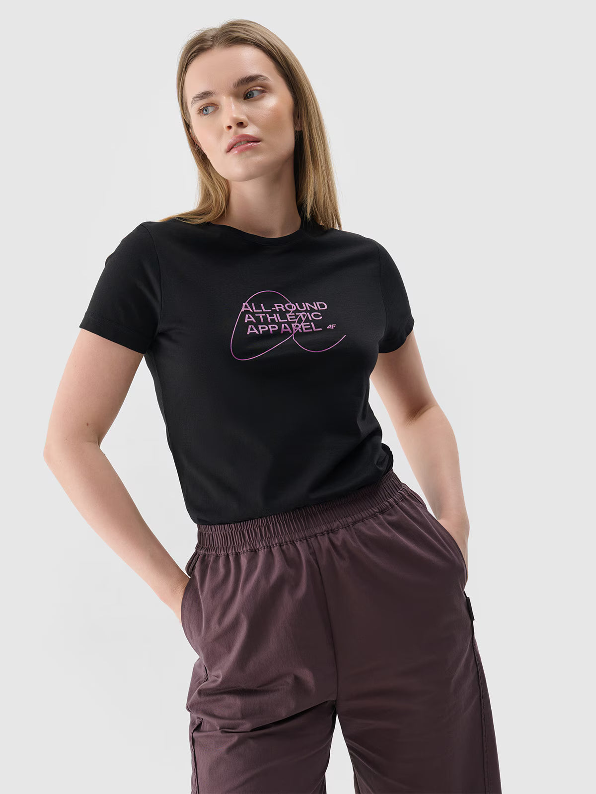 T-shirt slim z nadrukiem damski