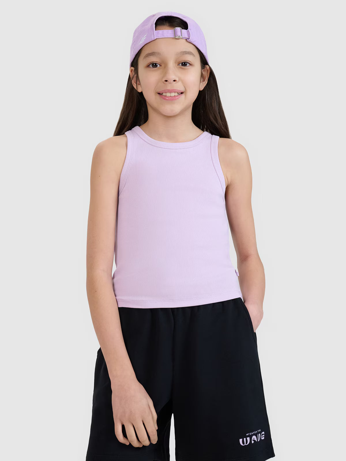 Crop top slim z prążkowanej dzianiny dziewczęcy