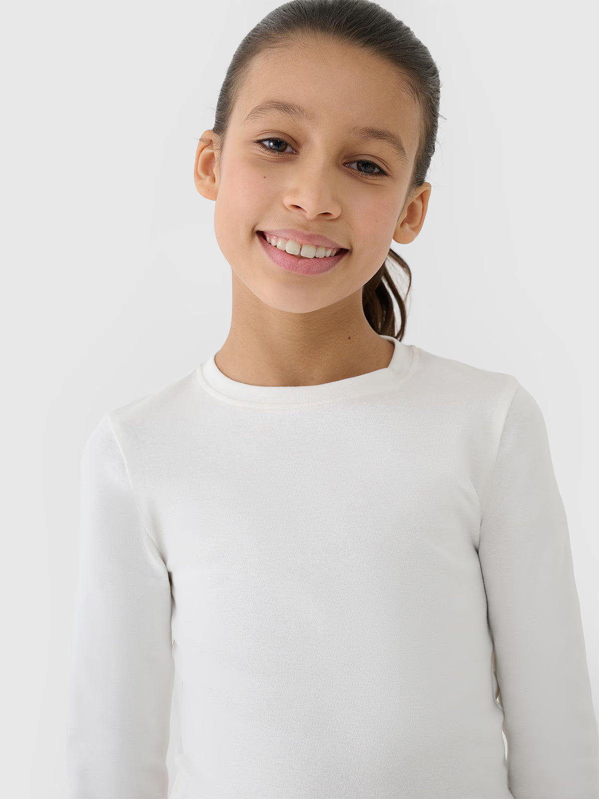 Longsleeve slim crop top gładki dziewczęcy