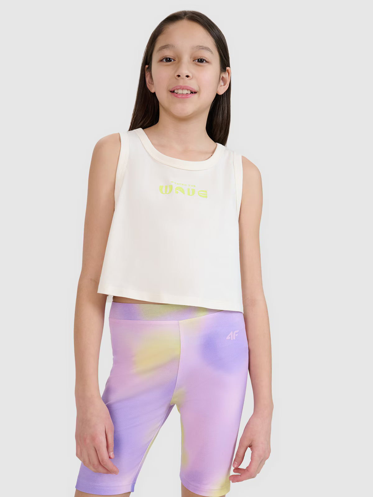 Crop top oversize z nadrukiem dziewczęcy