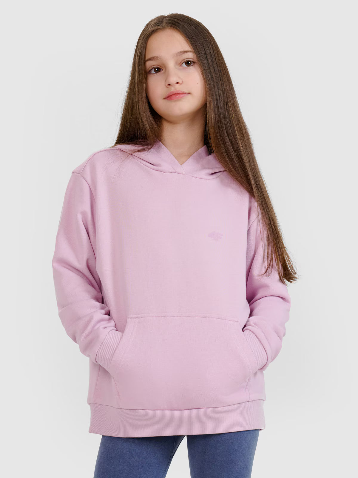 Bluza dresowa nierozpinana z kapturem dziewczęca