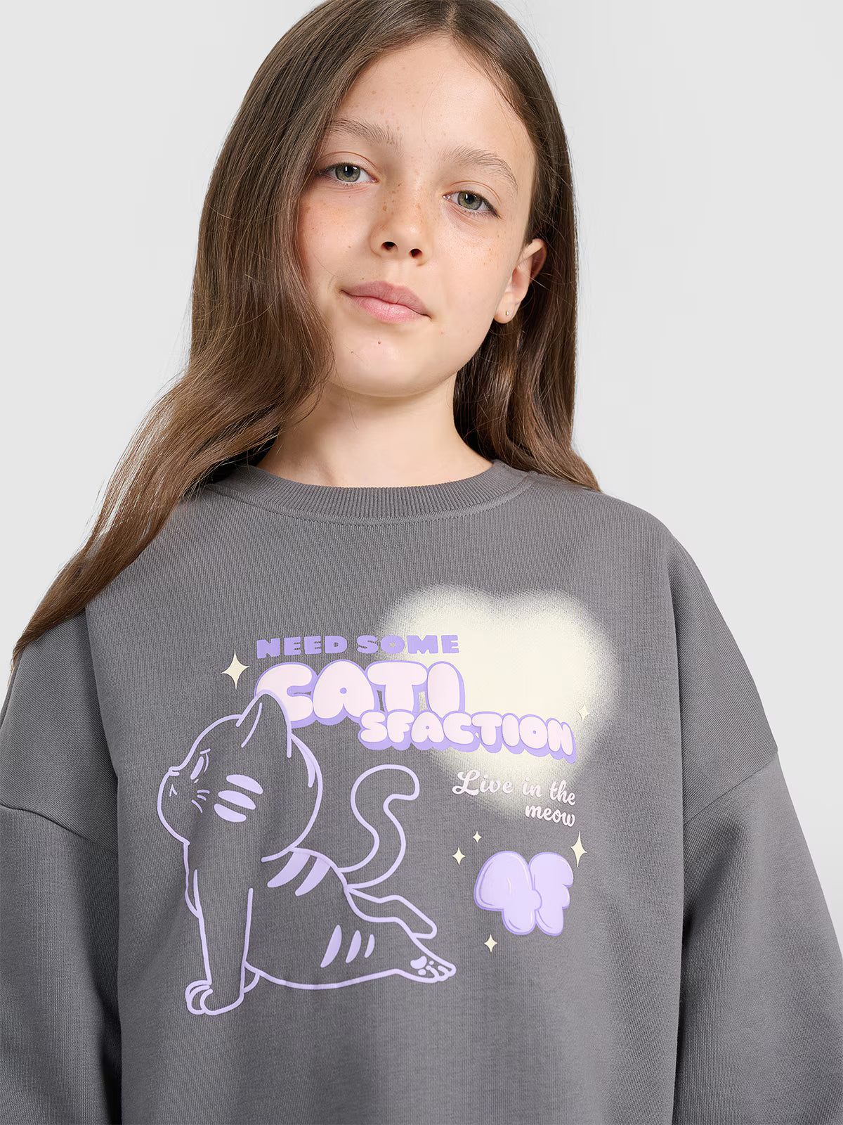 Bluza dresowa oversize nierozpinana bez kaptura dziewczęca