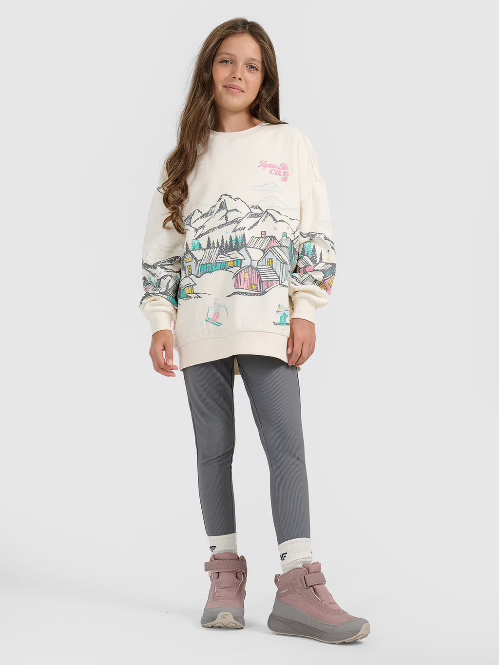 Bluza dresowa loose nierozpinana bez kaptura dziewczęca