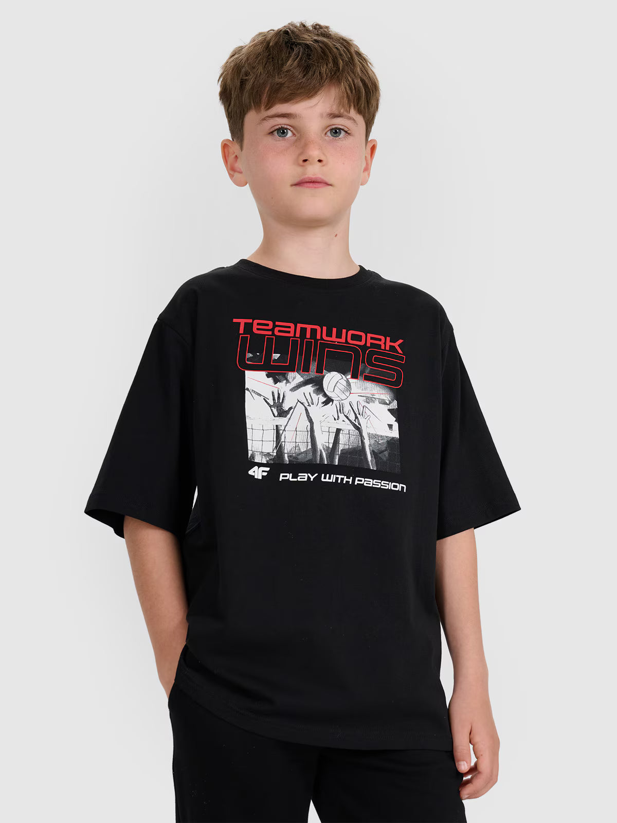 T-shirt oversize z nadrukiem dziecięcy